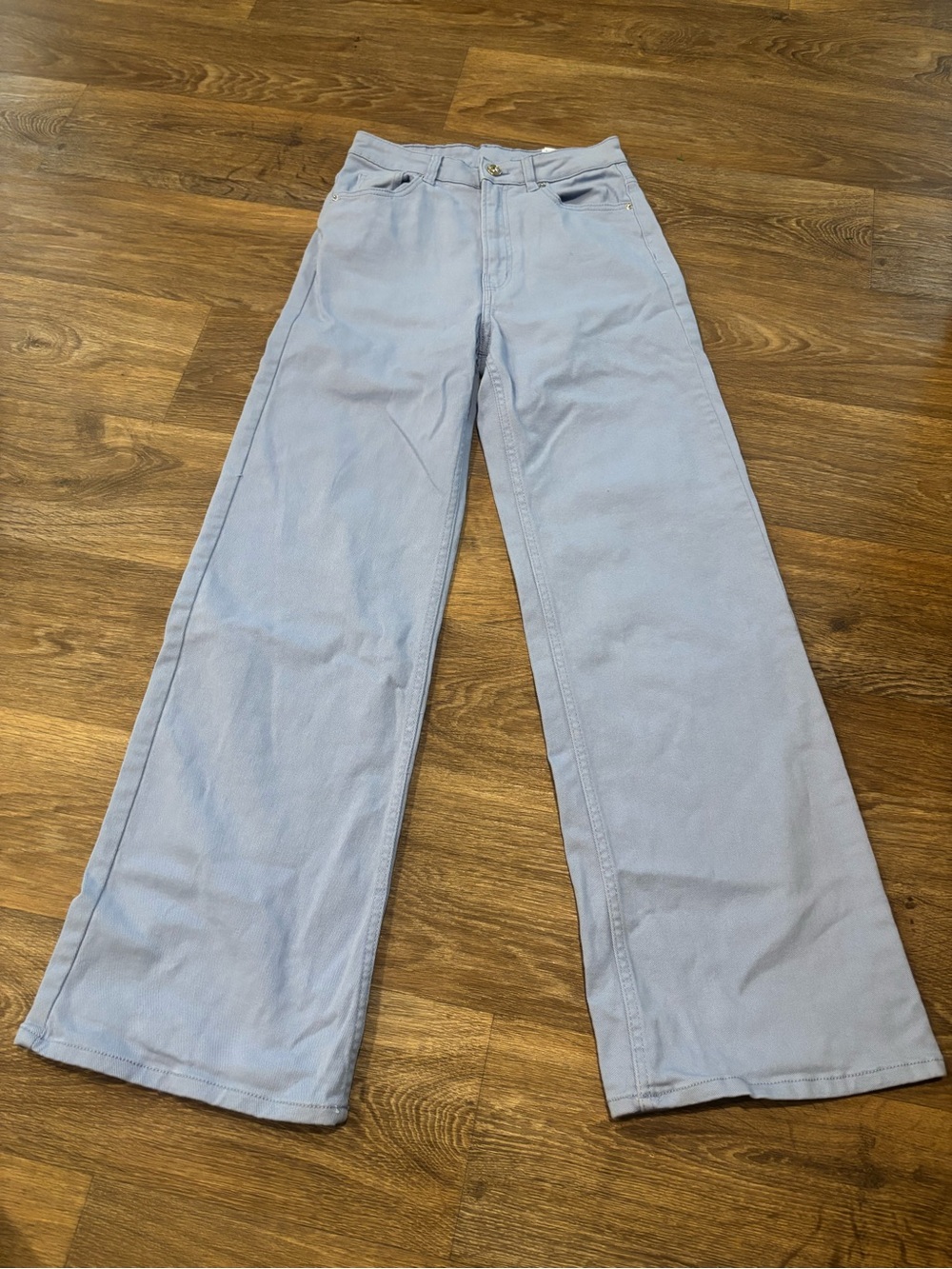 H&M Divided Baby Blue Wide Leg Jeans High Rise Denim Womens 6